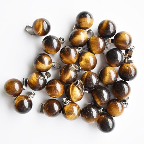 Pendentifs En Pierre D'oeil De Tigre Naturelle De Haute Qualité, 50 Pièces/Lot, Boule Ronde, Breloque Pour La Fabrication De Bijoux, Vente En Gros, Livraison Gratuite, 2020