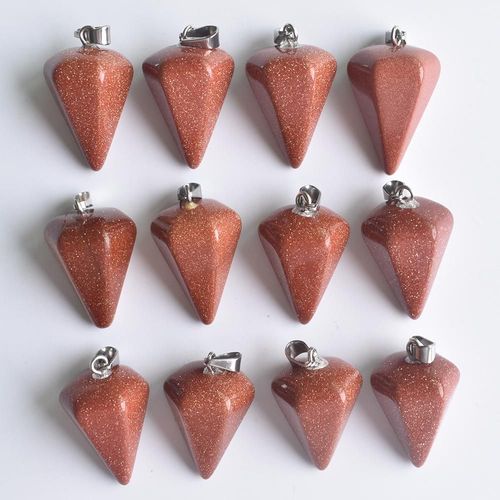Pendentifs De Pendule À Facettes En Pierre De Sable Doré De Haute Qualité, Pour La Fabrication De Bijoux, Vente En Gros, Lot De 12 Pièces, 2020, Livraison Gratuite