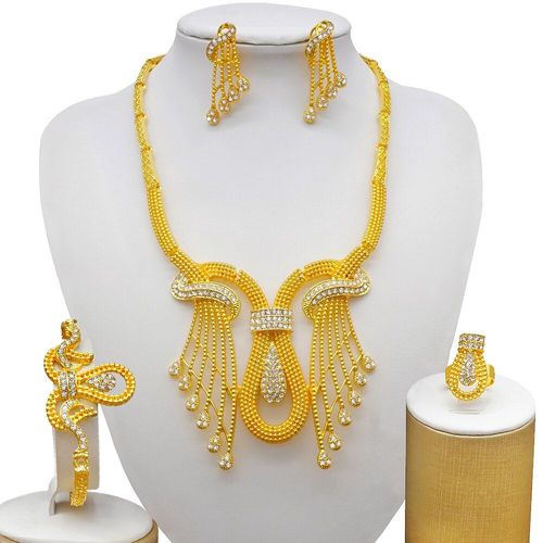 Parure De Bijoux Avec Strass Pour Femme, Accessoire De Mariage, Célèbre Marque Nigériane Dubaï, 2021