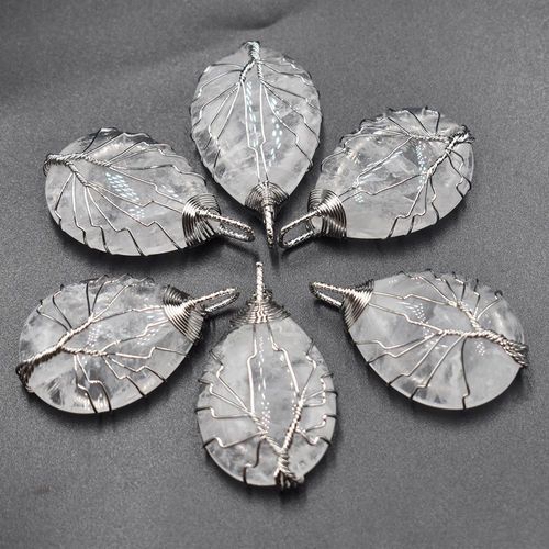 Pendentifs En Cristal Blanc Fait À La Main, Arbre De Vie En Forme De Goutte, Pierre Naturelle, Vente En Gros, 6 Pièces/Lot, Livraison Gratuite