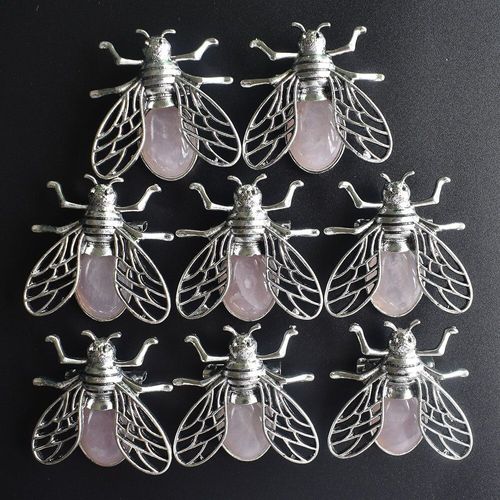 Pendentif Abeille En Pierre Rose Naturelle De Haute Qualité Pour La Fabrication De Bijoux, Vente En Gros, 8 Pièces/Lot, Nouveauté 2020, Livraison Gratuite