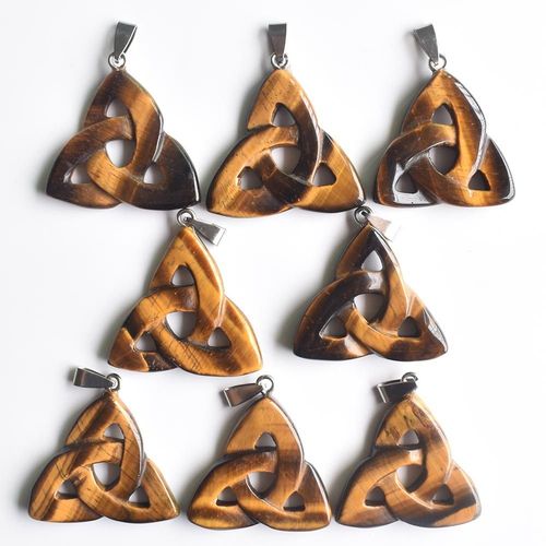 Pendentifs En Pierre D'oeil De Tigre Naturelle De Haute Qualité, Triangle Creux, Breloque Pour La Fabrication De Bijoux, 8 Pièces/Lot, Vente En Gros Gratuite, 2020