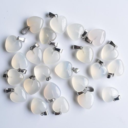 Pendentifs En Forme De C¿Ur En Onyx Blanc Naturel, Breloques Pour La Fabrication De Bijoux, 16mm, Lot De 50 Pièces, Meilleures Ventes 2020