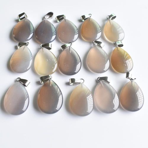 Pendentifs En Forme De Goutte D'eau, Onyx Gris Naturel De Haute Qualité, Breloques Adaptées À La Fabrication De Colliers Et De Bijoux, 24 Pièces/Lot, Livraison Gratuite, Vente En Gros