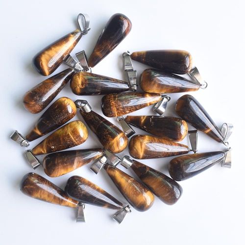 Pendentifs Longs En Pierre D'oeil De Tigre Naturelle, 30 Pièces/Lot, Pendentifs En Forme De Goutte D'eau, Pour La Fabrication De Bijoux, Vente En Gros, Livraison Gratuite, 2020