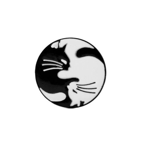 Broche En Métal Et Émail Pour Femmes, Épingle De Dessin Animé Noir Et Blanc Pour Couple, Chat Chaton, Collier Pour Amoureux, Sac À Dos, Revers Aiguille, Animal, Badge, Bijoux