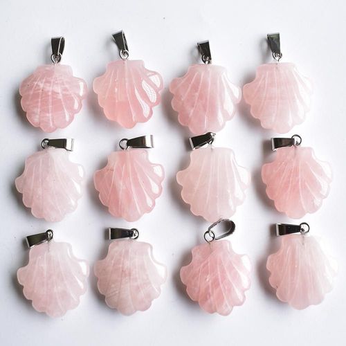 Assortiment De Breloques En Pierre Rose Naturelle Sculptée, 12 Pièces/Lot, Pendentifs Pour Le Marquage De Bijoux, Vente En Gros, Nouvelle Mode 2020