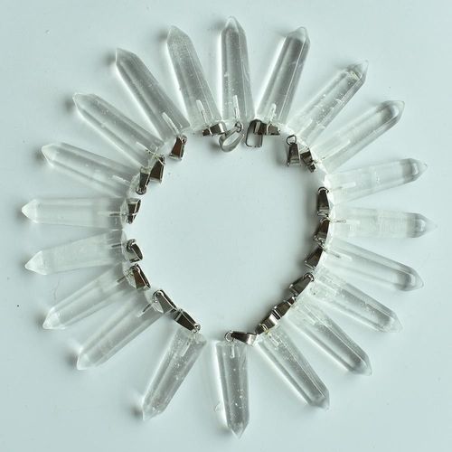 Pendentif En Pierre Blanche Pastèque, Pendentif En Forme De Pilier Hexagonal Pour Le Marquage De Bijoux, Vente En Gros, 24 Pièces, Livraison Gratuite