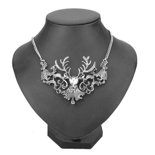 Collier Vintage Avec Pendentif En Cerf Noir Ajouré Pour Femmes, Collier De Déclaration, Bijoux D'halloween Xl58141