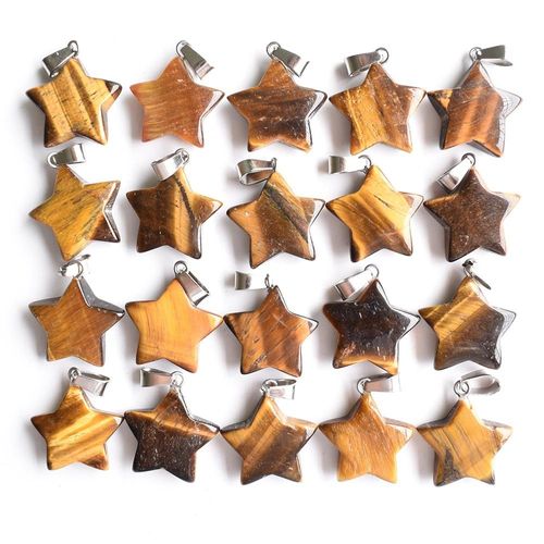 Pendentifs En Pierre D'oeil De Tigre Naturel De Bonne Qualité, Breloques Cinq Étoiles Pour La Fabrication De Bijoux, Vente En Gros, 50 Pièces/Lot, Gratuit