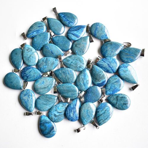 Pendentifs En Onyx Bleu Naturel En Forme De Goutte D'eau, Breloques Pour Colliers, Vente En Gros, 50 Pièces/Lot, Offre Spéciale, Livraison Gratuite