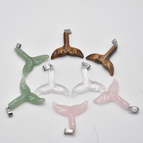 Pendentif Et Collier En Forme D'oeil De Tigre Naturel, Pierre Sculptée, Queue De Poisson, Breloques, Bijoux, Vente En Gros, Livraison Gratuite, Lot De 4 Pièces, 2021