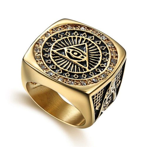 Bague De Style Hip Hop Pour Homme, En Zircon Cubique Glacé, En Acier Inoxydable 316l, Bijoux Doré