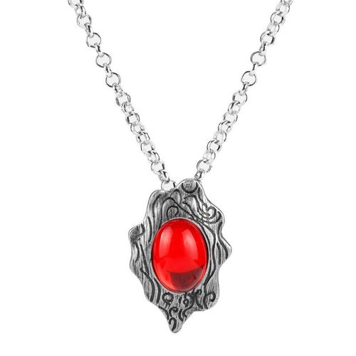 Collier Pendentif De Jeu Dmc Chasseur De Démons, Amulette, Accessoire De Cosplay, Chaîne En Alliage De Pierre Rouge