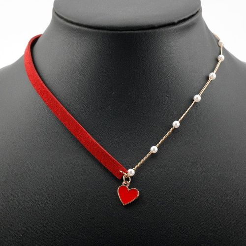 Collier Ras Du Cou En Cuir Pour Femmes, Imitation De Perles, Joli C¿Ur, Pendentif En Chaîne, Étoile Papillon
