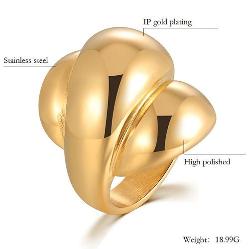 Grandes Bagues En Or Pour Femmes, Bijoux De Fête, Grandes Fleurs, Bague Cocktail, Titane, Acier Inoxydable, 316l, Nouvelle Mode 2019