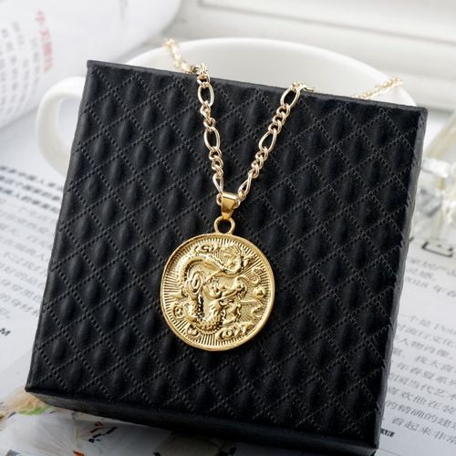 Collier Ras Du Cou En Cristal Dragon Pour Hommes Et Femmes, Pendentif En Alliage D'or, Vintage, Rose, Breloque, Bijoux
