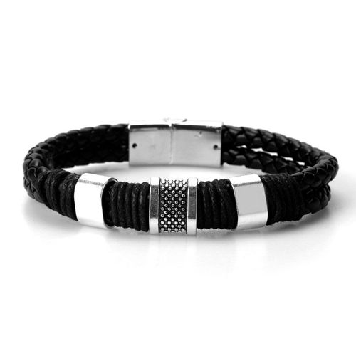 Bracelet En Cuir Pu Tressé Pour Hommes, Bijoux Punk Noir Marron, Fermoir Magnétique En Acier Inoxydable, À La Mode, Cadeaux