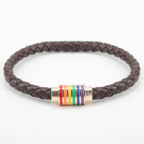 Bracelet En Cuir Véritable Tressé Pour Hommes Et Femmes, Tendance, Noir, Marron, Acier Inoxydable, Gay Pride, Arc En Ciel, Breloques, Cadeaux