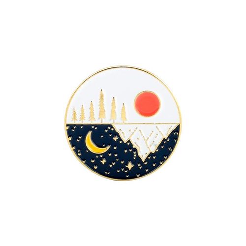 Broche De Jour Et De Nuit En Émail, Soleil, Lune, Étoiles, Montagne, Sac De Vêtements, Épingle À Revers, Badge Doré, Bijoux Cadeau Pour Femmes Et Hommes