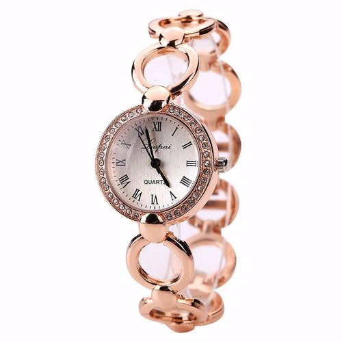 Montre Bracelet De Luxe En Or Rose Pour Femmes, À Quartz, À La Mode, En Cristal