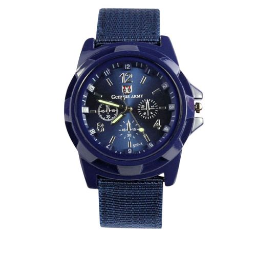 Montre De Sport Militaire Pour Homme, Bracelet En Tissu Bleu, Mécanique Et Électronique