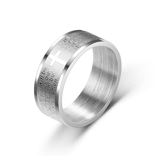 Bague En Titane Et Acier Inoxydable Pour Hommes Et Femmes, Bijou Chrétien, Écriture De La Bible, Prière Du Seigneur
