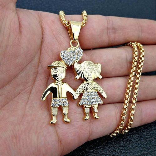Colliers Avec Pendentif De Couple Pour Amoureux De Couleur Or, Chaîne En Acier Inoxydable, Pour Garçons Et Filles, À La Mode, 2020