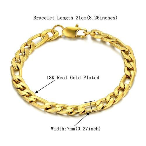 Bracelet À Maillons En Acier Inoxydable Pour Homme, Bijou Vintage, Couleur Or, Figaro
