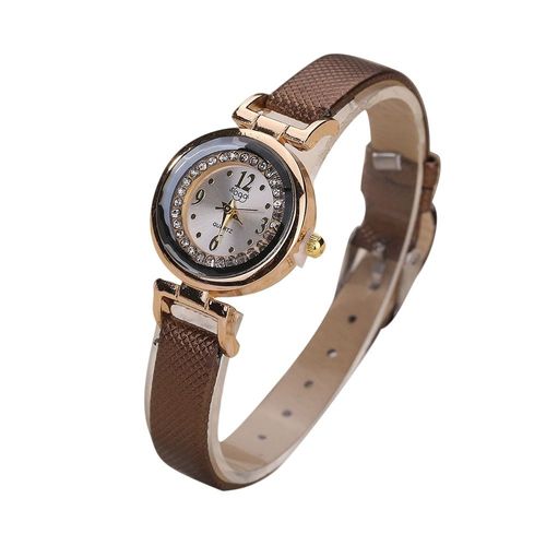 Montre Bracelet En Cuir Fin Pour Femmes, Diamant, Mouvement À Quartz Analogique, Étanche, #10
