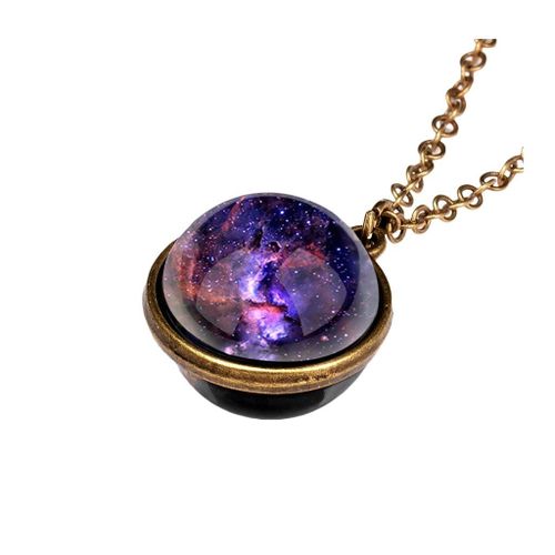 Collier Pour Femmes, Bijou Brille Dans La Nuit, Système De Galaxie, Dôme En Verre Double Face, Pendentif Planète, 2019