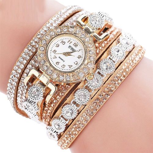 Montre À Quartz Analogique Pour Femmes, Accessoires De Luxe, Mode Décontractée, Avec Strass, Bracelet, Cadeau, Livraison Gratuite