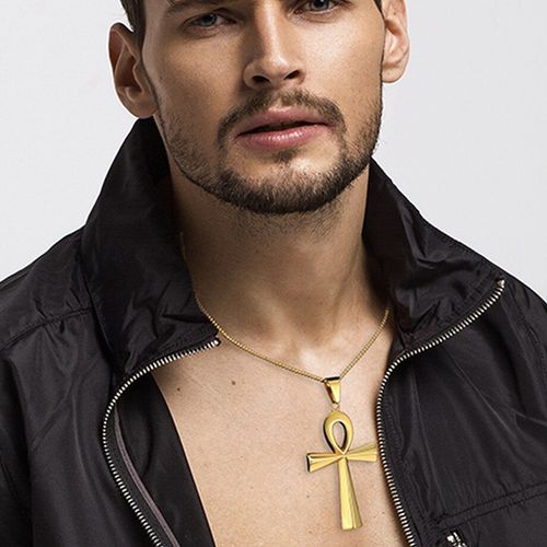 Collier Avec Pendentif En Croix De Cheville Égyptien Pour Homme Et Femme, Bijou De Couleur Or, En Acier Inoxydable, La Clé De La Vie