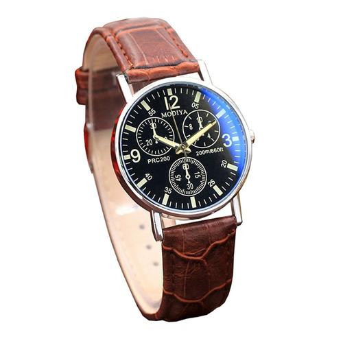 Montre À Quartz À Six Broches Pour Hommes, Bracelet En Verre Bleu, Luxe, Top, Mode Simple Et Élégant, Minimaliste