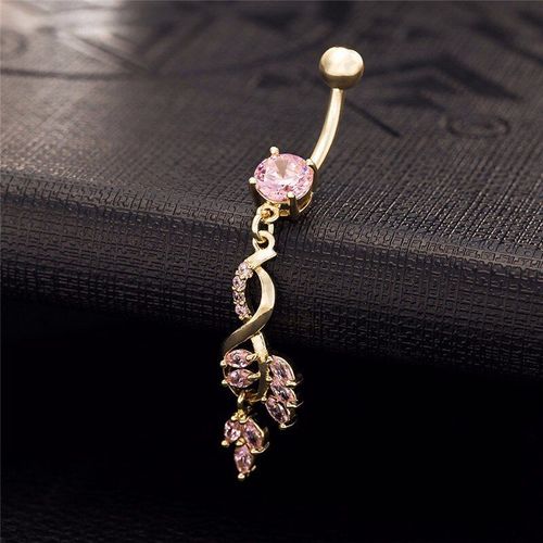 Piercing Pour Le Nombril En Acier Chirurgical De Haute Qualité, À La Mode, En Zircon Blanc, Rose, Avec Anneaux Pour Le Ventre