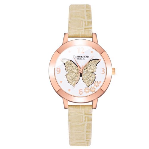 Jxs07 Montre Bracelet À Quartz Pour Femmes, Bracelet En Cuir, Mode Or Rose, Romantique, Luxe