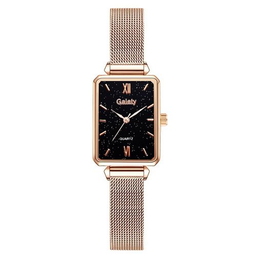 Montre À Quartz Pour Femmes, Ensemble De Bracelets, Cadran Vert, Simple, Maille Rose Or, Mode, Romantique, Luxe