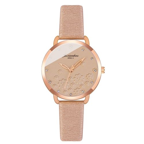 Montre Bracelet En Cuir Pour Femmes, Bijou À Quartz, Tendance, Romantique, Luxe, Rose, Or, Jxs09