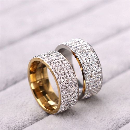 Bague Hip Hop En Acier Inoxydable Pour Homme Et Femme, Bijoux Fantaisie, Avec Strass, Couleur Or