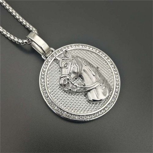 Collier Doré En Acier Inoxydable Pour Homme Et Femme, Style Hip Hop, Avec Pendentif Tête De Cheval Et Chaînes, Bijoux De Club