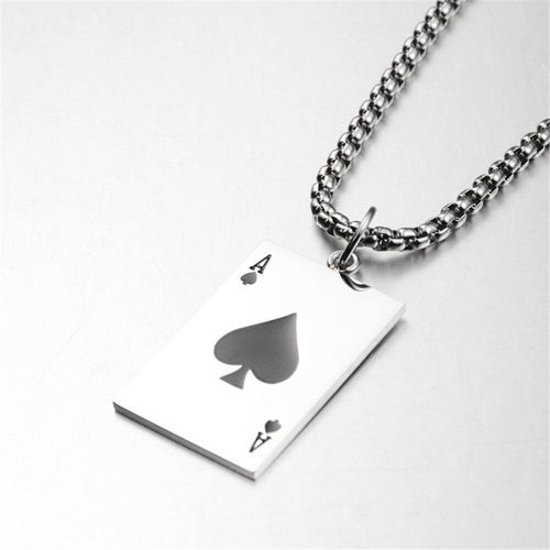 Colliers De Pendentifs De Cartes À Jouer Pour Femmes Et Hommes, Couleur Or Argent, Acier Inoxydable Et Émail, Bijoux Hip Hop À La Mode