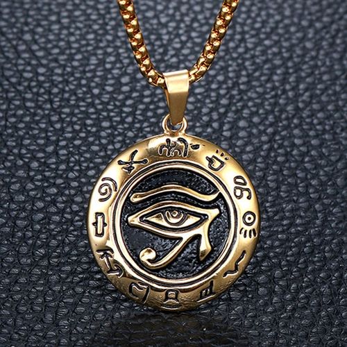 Colliers Et Pendentifs Ronds En Acier Inoxydable, Bijoux De Style Antique Égyptien, Couleur Or, Chaîne ¿Il D'horus Égyptien