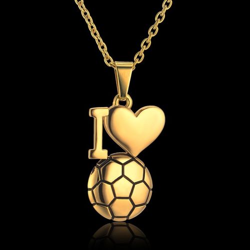 Collier De Balle De Football En Émail Doré, Avec Pendentif De Football, En Émail, Couleur Or, Style Hip Hop Pour Femmes Et Hommes, Bijoux En Acier Inoxydable