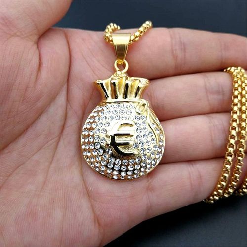 Collier Doré Pour Homme Et Femme, En Acier Inoxydable, Glacé, Pendentif, Chaînes, Bijoux