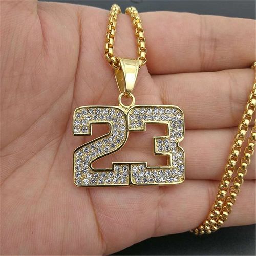 Collier Et Pendentif Avec Chaîne En Acier Inoxydable Pour Homme, Bijoux Hip Hop, Couleur Or Scintillant, Zircon Cubique, 23
