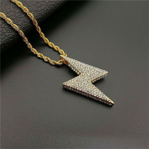 Collier Avec Pendentif Foudre Pour Homme Et Femme, Chaîne En Acier Inoxydable, Bijoux Glacé, Livraison Directe