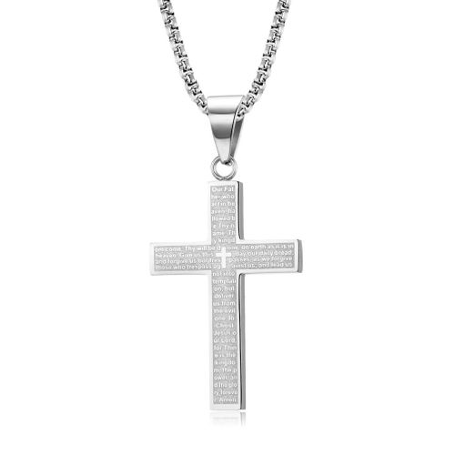 Collier Classique En Acier Inoxydable Pour Hommes, Pendentif Croix Bible, Bijoux Hip Hop, Mode Or/Noir Argent, Longue Chaîne