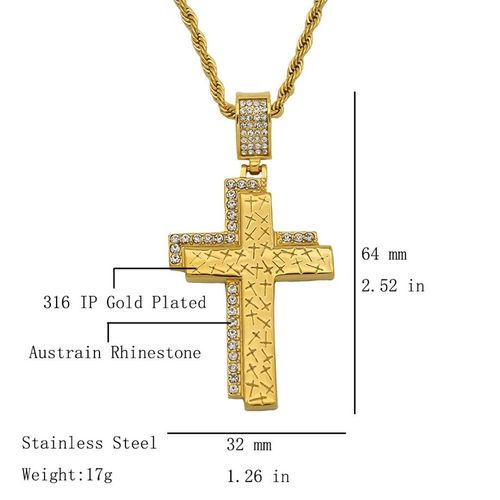 Collier Avec Pendentif En Forme De Grande Croix Pour Homme Et Femme, Bijou Doré En Acier Inoxydable, Style Hip Hop, Livraison Directe