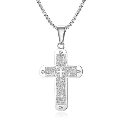 Collier Avec Pendentif Croix Bible Pour Homme Et Femme, Chaîne En Acier Inoxydable, Couleur Noir/Or/Argent, Bijoux Chrétien, Cadeaux