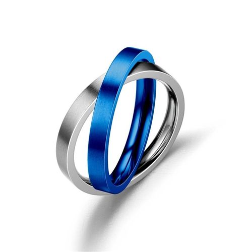 Bague En Titane Et Acier Inoxydable Pour Hommes Et Femmes, 3mm, Simple, Noir/Bleu, Couleur Argent, Croix De Fiançailles, Bijoux De Couples